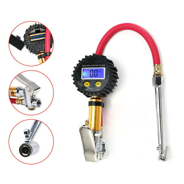 Digital Tire Inflator with Pressure Gauge 3-200psi with Hose LCD Display New